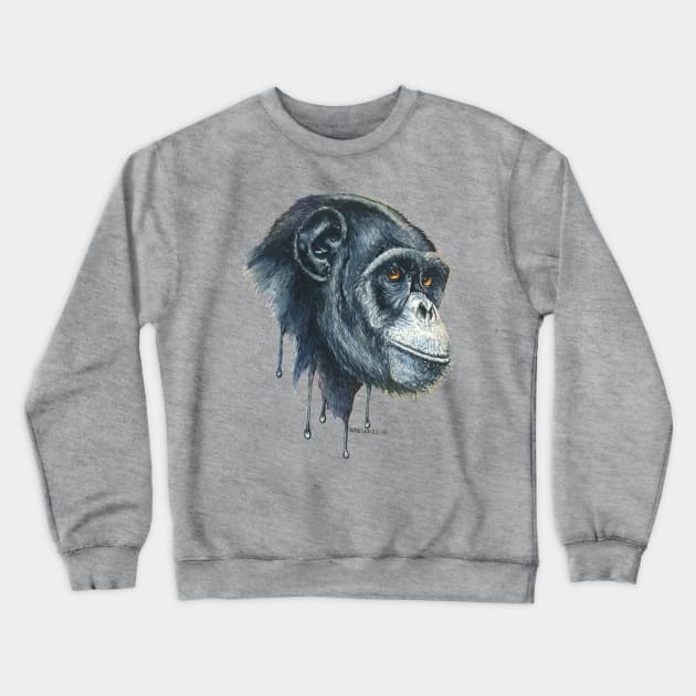 Chimp Crewneck Sweatshirt by Dave Bartholet Wildlife Art